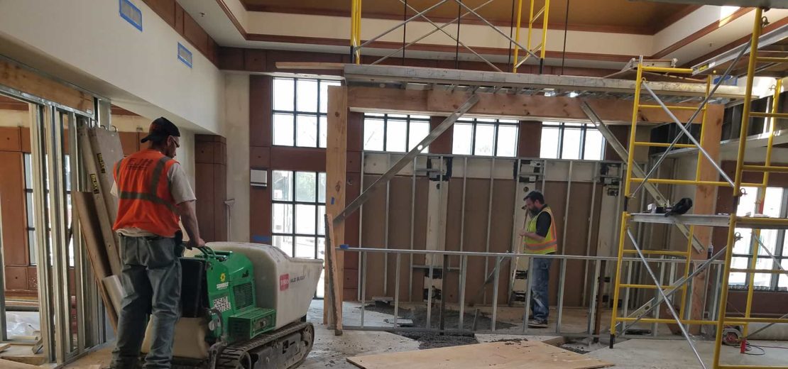 Residential water damage restoration in progress
